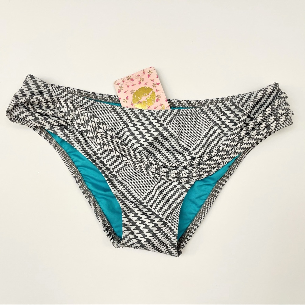 BETSEY JOHNSON Gray Houndstooth bikini bottom XS